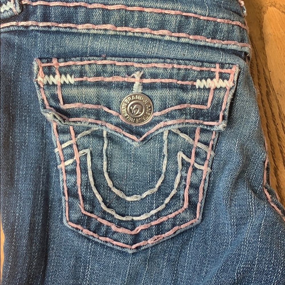 Pink stitching True Religion Jeans (Kids Size 8)
